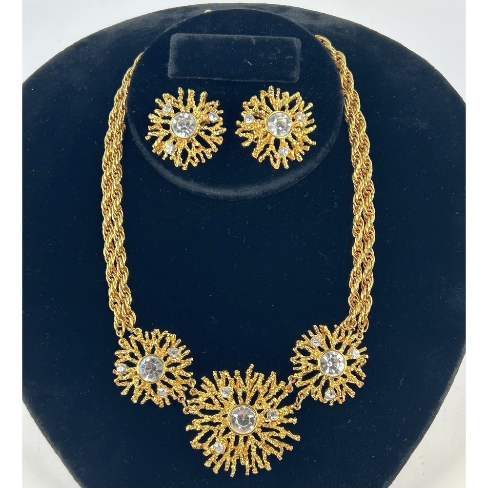 KJL Kenneth Jay Lane for Avon Regal Riches Starburst Necklace Earrings 21"